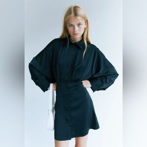 H&M Black Satin Shirt Dress Women’s Large